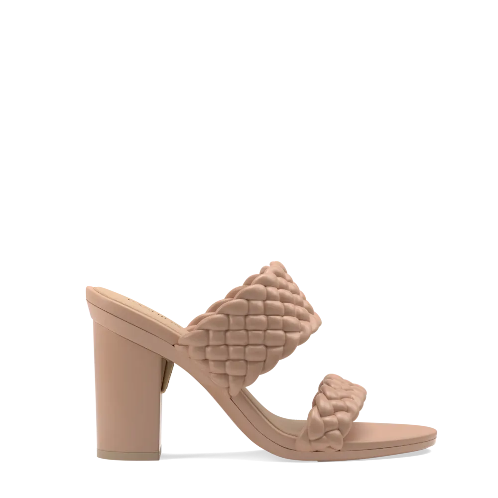The Slide - Latte Braid   Block Heel Kit 4 Latte - FINAL SALE