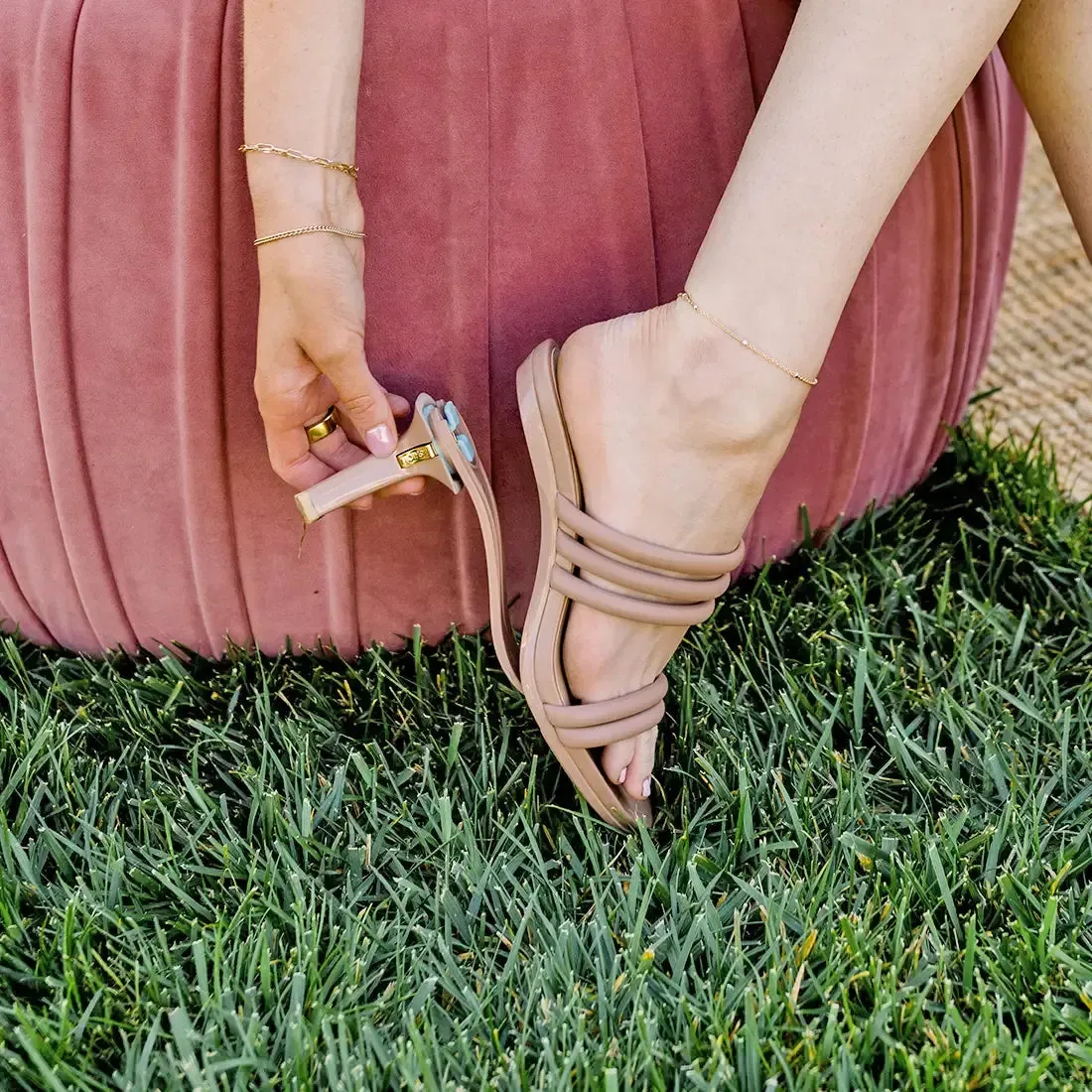 The Slide - Latte Vegan Leather Rope 4 Stiletto