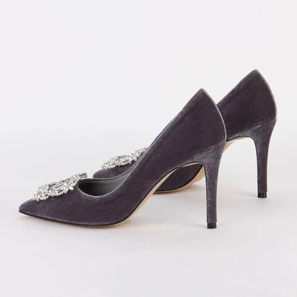 *UK size 1 - TRUE VELVET - pink, 10cm heels