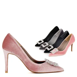 *UK size 1 - TRUE VELVET - pink, 10cm heels