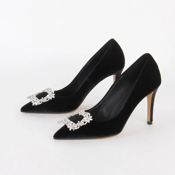 *UK size 1 - TRUE VELVET - pink, 10cm heels