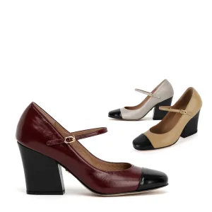 *UK size 2.5 - ROXY - wine, 8cm heels