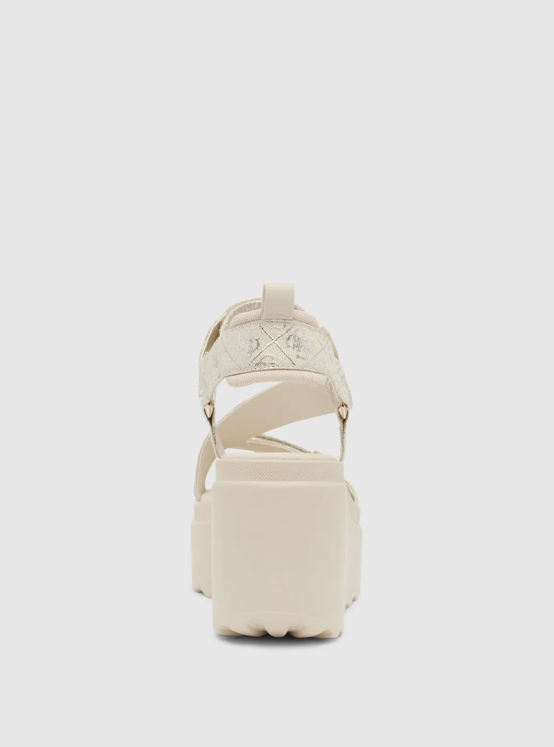 White Ocilia Logo Wedge Sandal