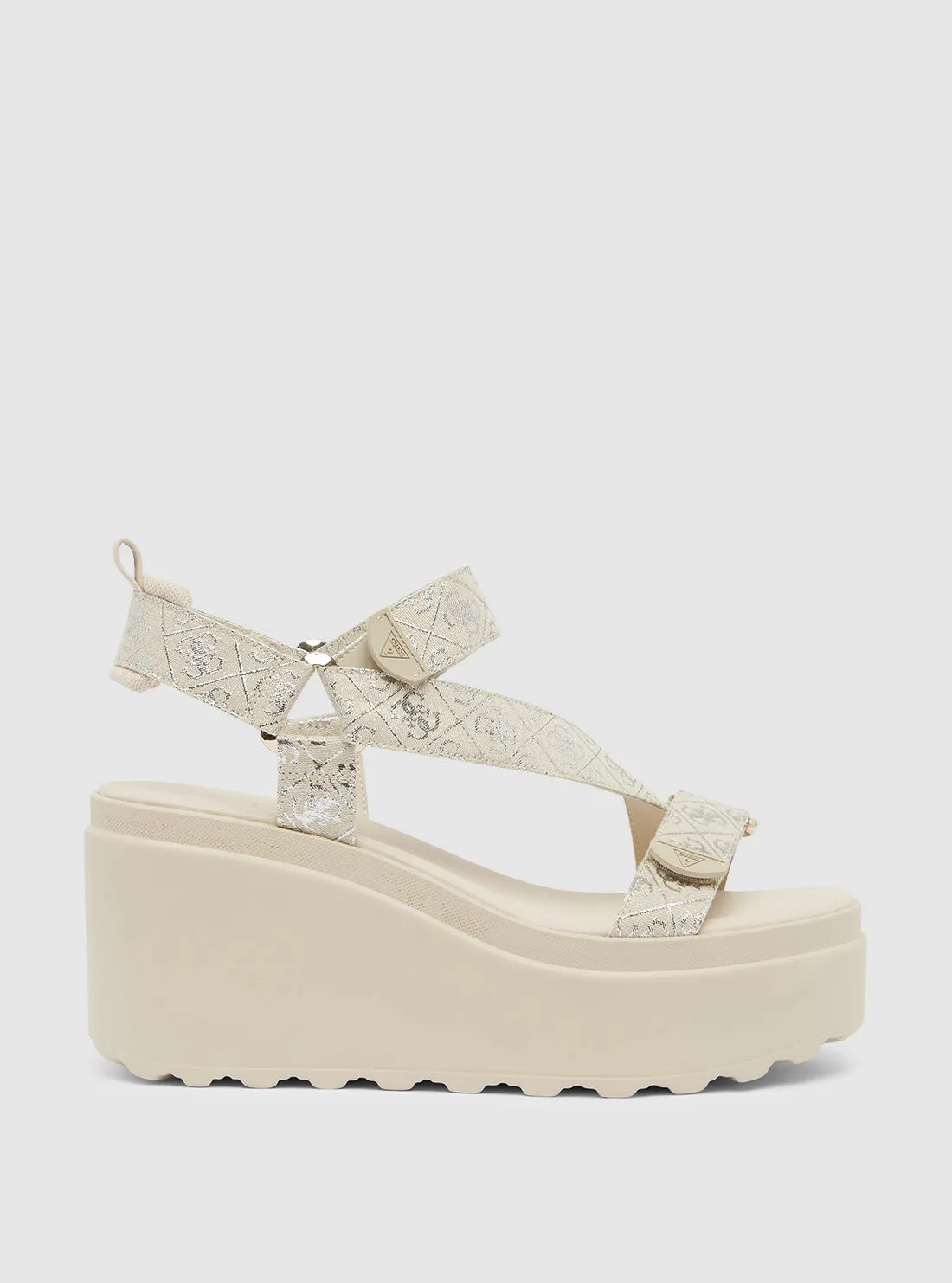 White Ocilia Logo Wedge Sandal