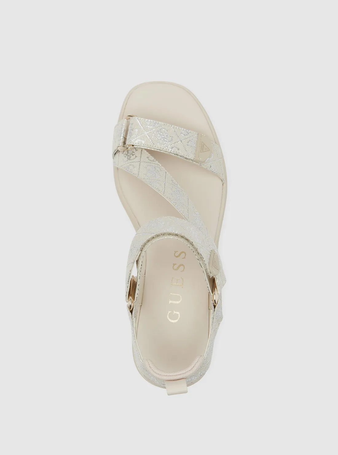 White Ocilia Logo Wedge Sandal